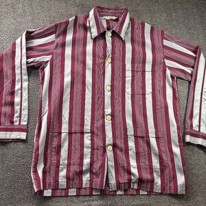 Vintage Derek Rose Made In England Pajama Top Only 1 Piece Red And Gray Sz 40